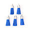 Faux Suede Tassel Pendant Decorations, with CCB Plastic Cord Ends, Platinum, 33~35x10mm, Hole: 2.5mm