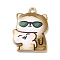 Alloy Enamel Pendants, Light Gold, Cat Charm, Tan, 22x16x2mm, Hole: 1.6mm