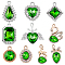 AHADERMAKER 40Pcs 10 Style UV Plating Alloy Pendants, with Crystal Rhinestone and Glass, Swan & Sheep & Teardrop & Heart & Rhombus Charms, Green, 17.5~22x10~22.5x4~6mm, Hole: 1.5~2mm, 4Pcs/style