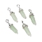 Natural Green Aventurine Pointed Pendants, Faceted, with Platinum Tone Brass Findings, Lead free & Cadmium Free, Bullet, 27~30x9~10x7~8mm, Hole: 4x3mm