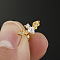 G23 Titanium Micro Pave Clear Cubic Zirconia Labrets, Leaf, Golden, 8mm, Pin: 1.2mm