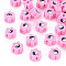 Handmade Polymer Clay Beads, for DIY Jewelry Crafts Supplies, Flower with Yinyang, Pearl Pink, 8~9x7.5~8.5x4~4.5mm, Hole: 1.6~1.8mm