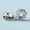 Brass Grade A Rhinestone Spacer Beads, Silver Color Plated, Cadmium Free & Nickel Free & Lead Free, Rondelle, Crystal, 8x3.8mm, Hole: 1.5mm