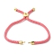 Cotton Cord Bracelet Making, with Brass Findings, Flat Round with Tree of Life, Real 18K Gold Plated, Pink, 8-5/8 inch(22cm), Hole: 2mm