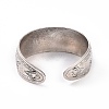 Bohemia Tibetan Style Alloy Thick Open Cuff Bangle for Women BJEW-E002-01AS-01-3