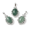 Natural Green Aventurine Oval Pendants G-NH0025-15P-29-1