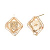 Brass Micro Pave Clear Cubic Zirconia Stud Earring Findings KK-S364-138-2