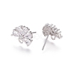 Brass Cubic Zirconia Stud Earring Findings EJEW-E257-05P-2