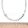 Natural Green Aventurine Faceted Round and Dyed Malaysia Jade & Pearl Beaded Necklaces with Brass Micro Pave Clear Cubic Zirconia Cross NJEW-JN05975-01-4