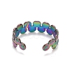 Rainbow Color Ion Plating(IP) 304 Stainless Steel Flat Round Wrap Open Cuff Ring for Women RJEW-A005-34MC-3