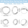 2Pcs 2 Styles 925 Sterling Silver Spring Gate Rings STER-BBC0006-46-2
