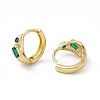 Green Cubic Zirconia Rectangle Beaded Hoop Earrings EJEW-M210-16G-2