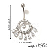 Brass Full Crystal Rhinestone Shiny Hollow Ring Tassel Curved Barbell Belly Button Rings CT4144-3-1