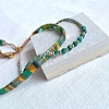 2Pcs 2 Styles Natural Fuchsite & Glass & Iron Braided Bead Bracelet Sets VQ5564-4