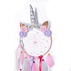 Handmade Unicorn Woven Net/Web with Feather Wall Hanging Decoration HJEW-A001-01A-2