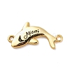 Beach Theme Rack Plating Brass Dolphin Connector Charms KK-P261-08G-G07-1