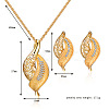 Leaf Alloy Rhinestone Pendant Necklaces & Stud Earrings Sets FS-WG55378-01-5