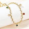 304 Stainless Steel Rope Chain Colorful Cubic Zirconia Tassel Necklaces for Women NJEW-V015-01G-D-3