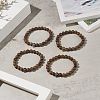 Natural Wenge Wood & Alloy Skull Beaded Stretch Bracelet for Women BJEW-JB09146-6