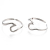 Non-Tarnish 304 Stainless Steel Sea Wave Cuff Rings RJEW-N038-115P-2