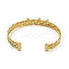 304 Stainless Steel Grid Braided Open Cuff Bangles for Women BJEW-E100-02G-3