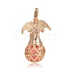 Golden Plated Brass Hollow Round Cage Pendants KK-J249-06G-3