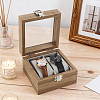 2-Slot Wooden Watch Display Cases with Glass Window Lid and Velvet Pillow Inside CON-WH0043-306A-4