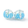 UV Plating Rainbow Iridescent Crackle Acrylic Enamel Beads OACR-I003-07-5
