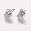 Brass Micro Pave Cubic Zirconia Stud Earring Findings ZIRC-G122-55P-RS-1