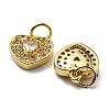 Brass Micro Pave Clear Cubic Zirconia Charms KK-G472-01G-2