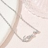 Brass Micro Pave Clear Cubic Zirconia Moon Star Link Bracelets KK-CBA6980-25P-2