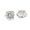 Brass Micro Pave Cubic Zirconia Stud Earring Findings CU-CBAA5EE-04P-01-2
