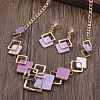 Rhombus Zinc Alloy Enamel Pendant Necklaces & Stud Dangle Earrings Sets WG3ED7E-05-1