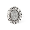 Vintage Adjustable Iron Flower Finger Ring Components Alloy Cabochon Bezel Settings PALLOY-O036-21AS-3