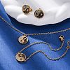 Yin-yang 304 Stainless Steel Rhinestone Pendant Necklaces & Bracelets & Stud Earrings Sets for Women SJEW-C004-17G-1