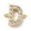 Brass Micro Pave Clear Cubic Zirconia Letter Links Connector Charms KK-I382-07G-D-1
