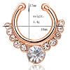 Personality Brass Cubic Zirconia Clip-on Nose Septum Rings AJEW-EE0002-001G-01-2