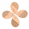 Transparent Resin & Walnut Wood Pendants X-RESI-S389-037A-B-2