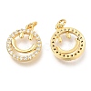 Brass Micro Pave Clear Cubic Zirconia Charms ZIRC-O036-31G-2