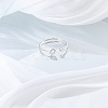 1Pc Letter Brass Rhinestone Open Cuff Rings for Women AJEW-LP0004-47C-S-3