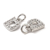 Brass Micro Pave Grade AAA Cubic Zirconia Charms ZIRC-P067-11P-D-NR-3