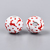 Christmas Spray Painted Schima Wood Beads WOOD-T032-35I-2