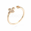 Brass Micro Pave Clear Cubic Zirconia Peg Bails Cuff Finger Ring Settings KK-S360-014-NF-1