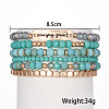 6Pcs 6 Styles Alloy Glass Rondelle Beaded Stretch Bracelets for Women FS-WG85505-01-3