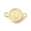 Brass Disc with Initial Links Connector Charms KK-E802-36G-U-1