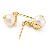 Rack Plating Brass Dangle Stud Earrings with Natural Pearl EJEW-M227-01G-2