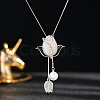 Flower Alloy Crystal Rhinestone & Plastic Pearl Long Tassel Y Necklaces for Women FS-WG6712B-03-1