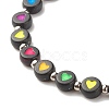 Flat Round with Heart Beaded Stretch Bracelet for Women BJEW-JB07552-04-5