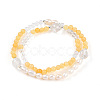 Round Natural Fresh Water Pearl & Quartz Crystal Beaded Wrap Bracelets for Women BJEW-T022-11-2