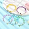 8mm Holographic Synthetic Moonstone & Shell Pearl Round Beaded Stretch Bracelets BJEW-JB10920-2